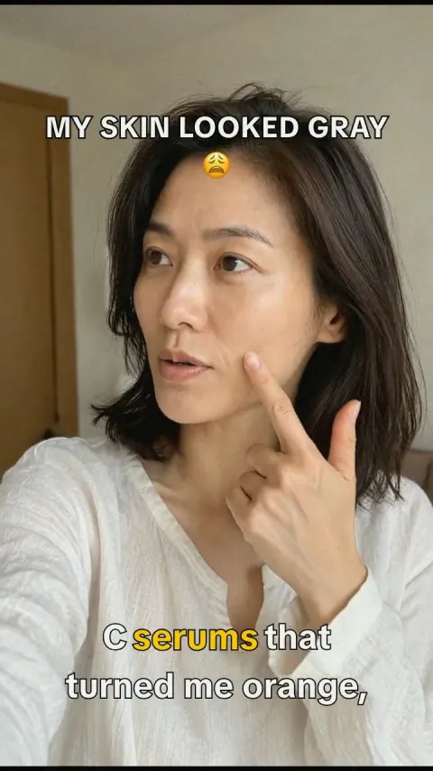 Frame from a Retiplex ad for a vitamin C serum, filmed as a selfie at home